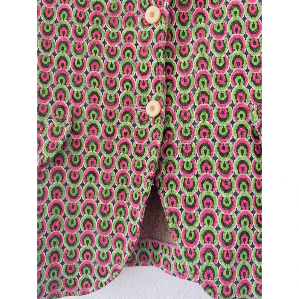 Vintage Apollo Knitting Mills Blazer 14 Multicolored Geometric Button Union Made - Picture 7 of 11